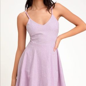 Lulus Way With Words Lavender Lace Skater Dress